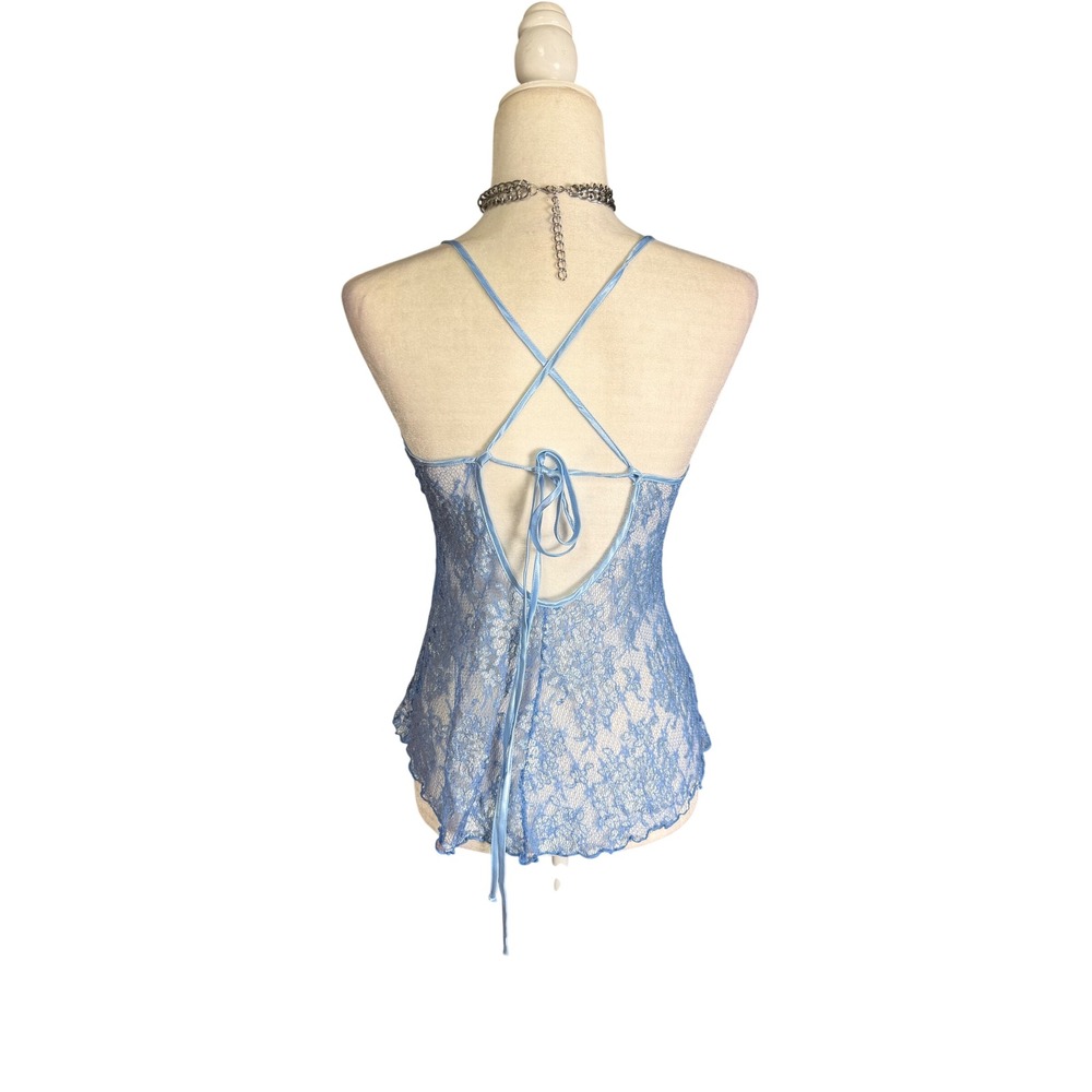 Shirley of Hollywood Vintage Blue Sheer Lace Cami Size Medium‎ - Picture 2 of 6
